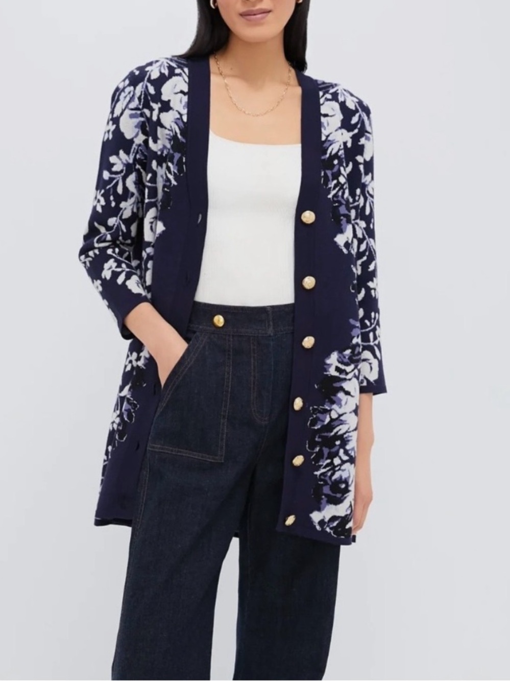 NWT TUCKERNUCK Indigo Reflection Knit Jacquard Liv Cardigan XS S M